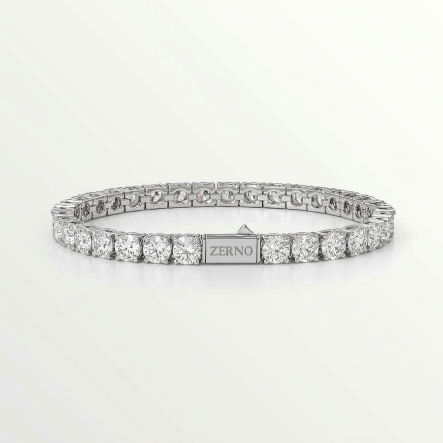 Round Cut Tennis Chain Bracelet in White Gold - 5mm