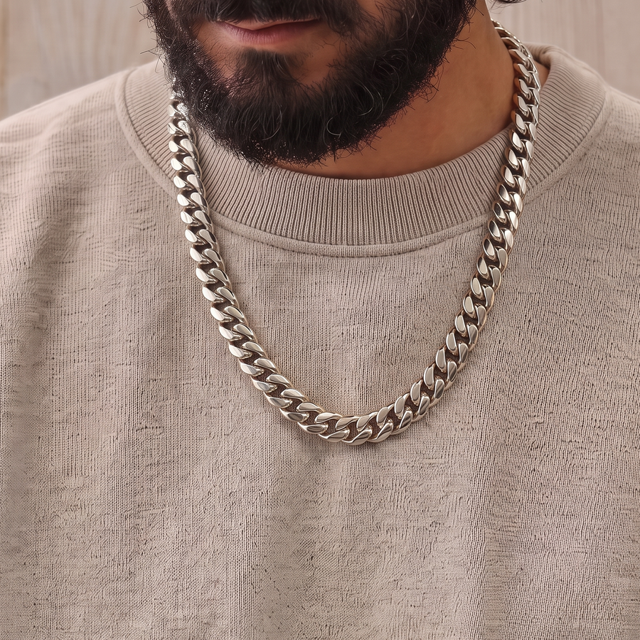 Cuban Link Chain in White Gold - 12mm