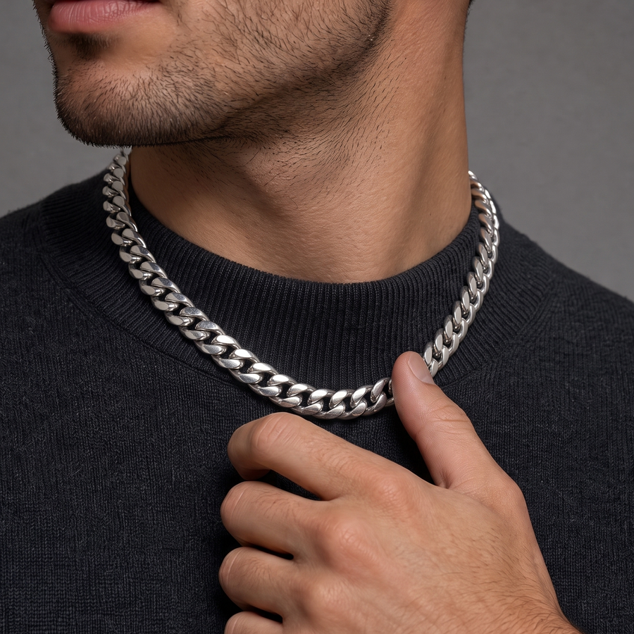 Cuban Link Chain in White Gold - 10mm