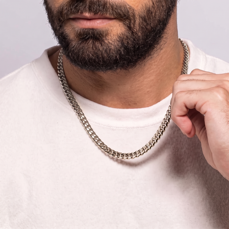 Cuban Link Chain in White Gold - 8mm