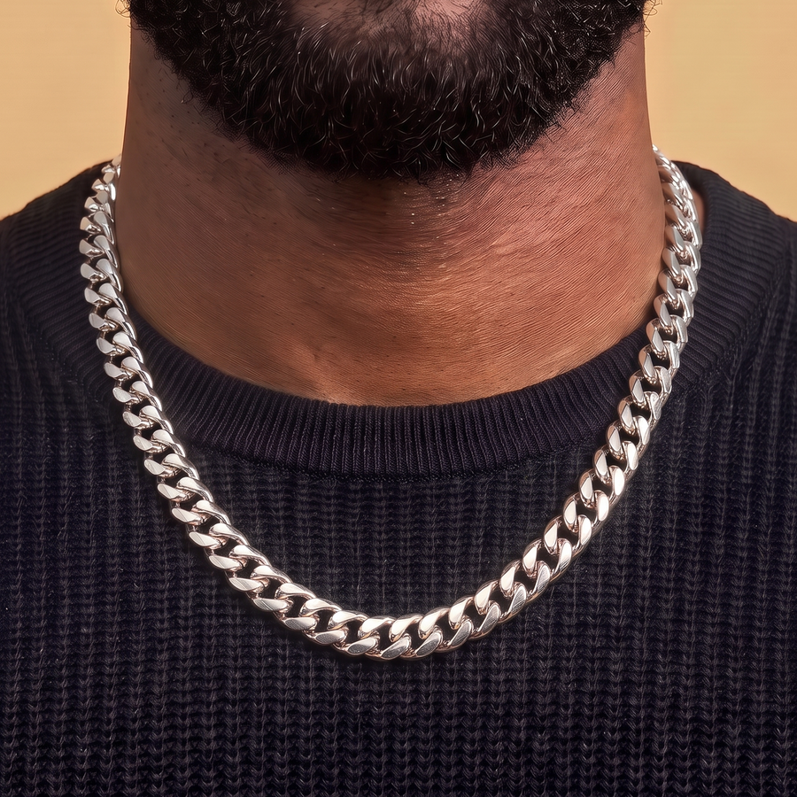 Cuban Link Chain in White Gold - 10mm