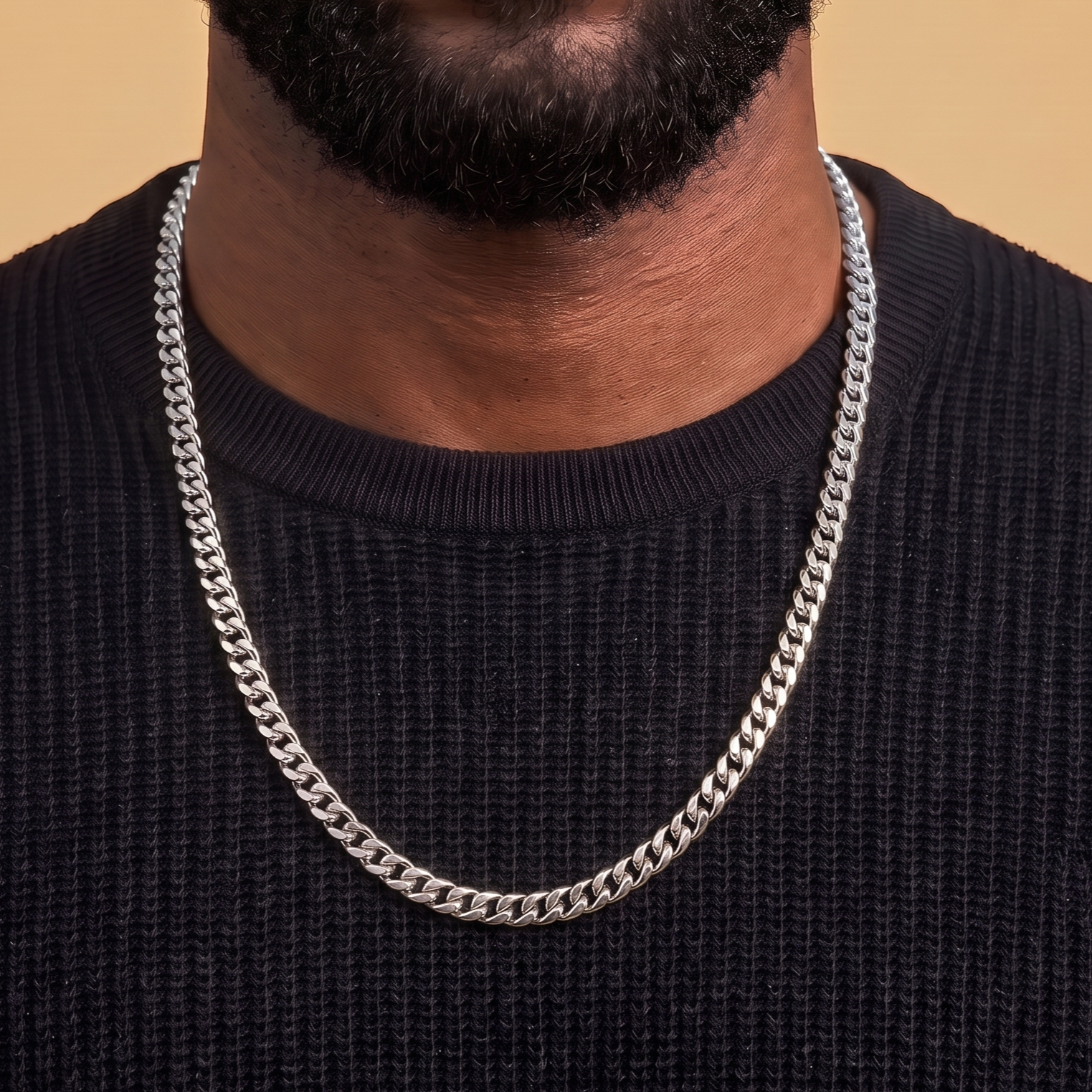 Cuban Link Chain in White Gold - 6mm