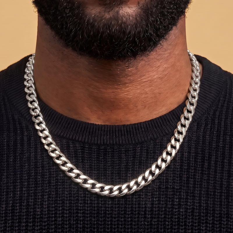 Cuban Link Chain in White Gold - 8mm
