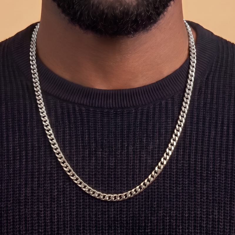 Cuban Link Chain in White Gold - 4mm