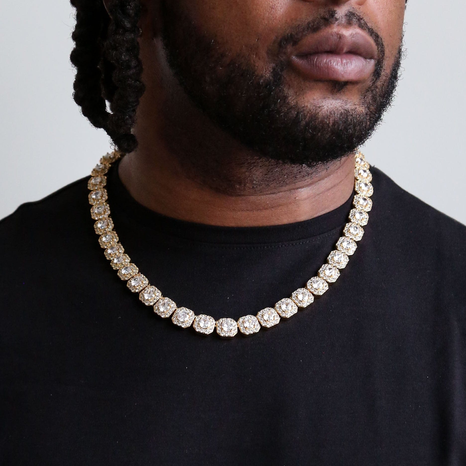 zerno 12mm Clustered Tennis Chain in Gold