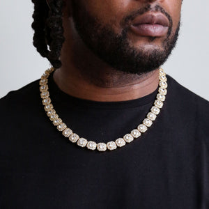 12mm Clustered Tennis Chain in Gold