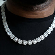 zerno 12mm Clustered Tennis Chain in White Gold