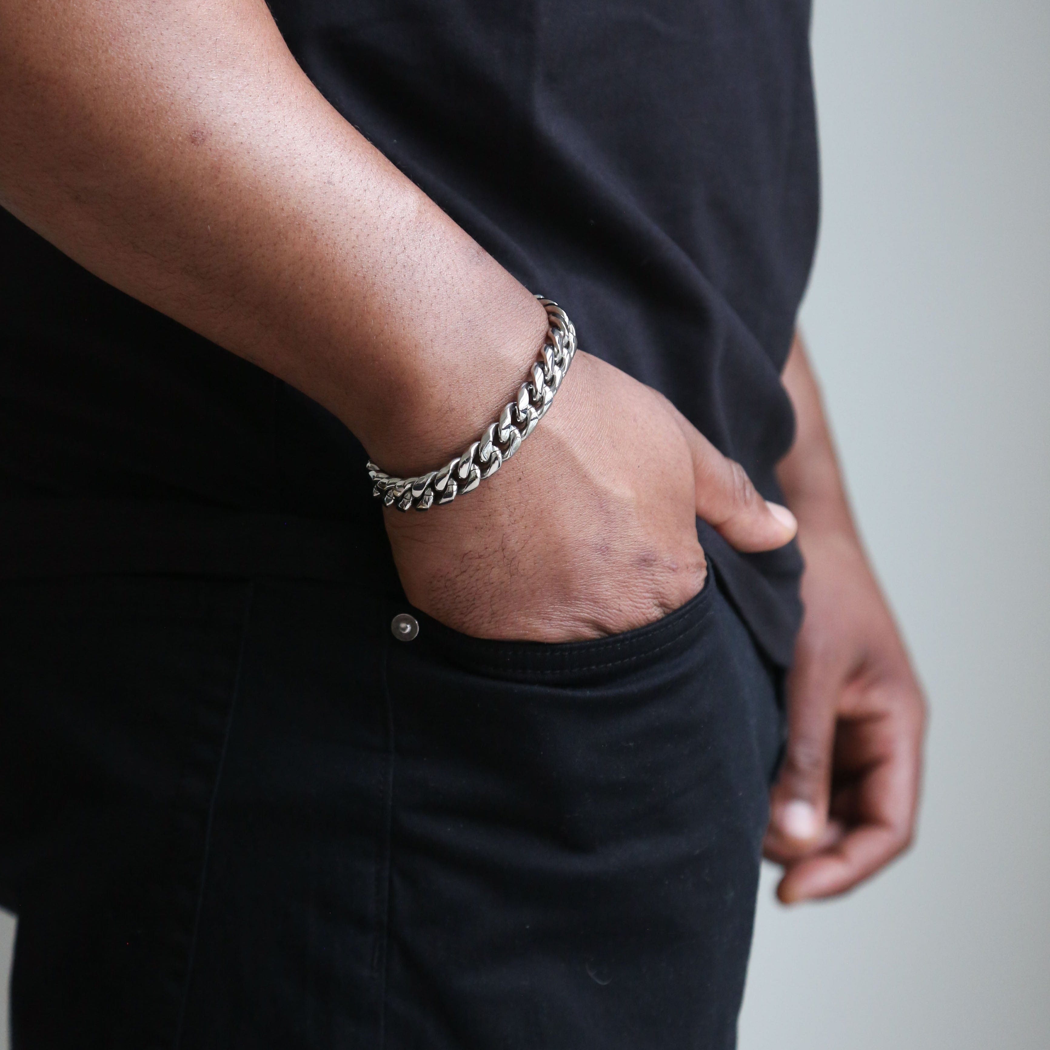 zerno Cuban Link Bracelet in White Gold - 12mm