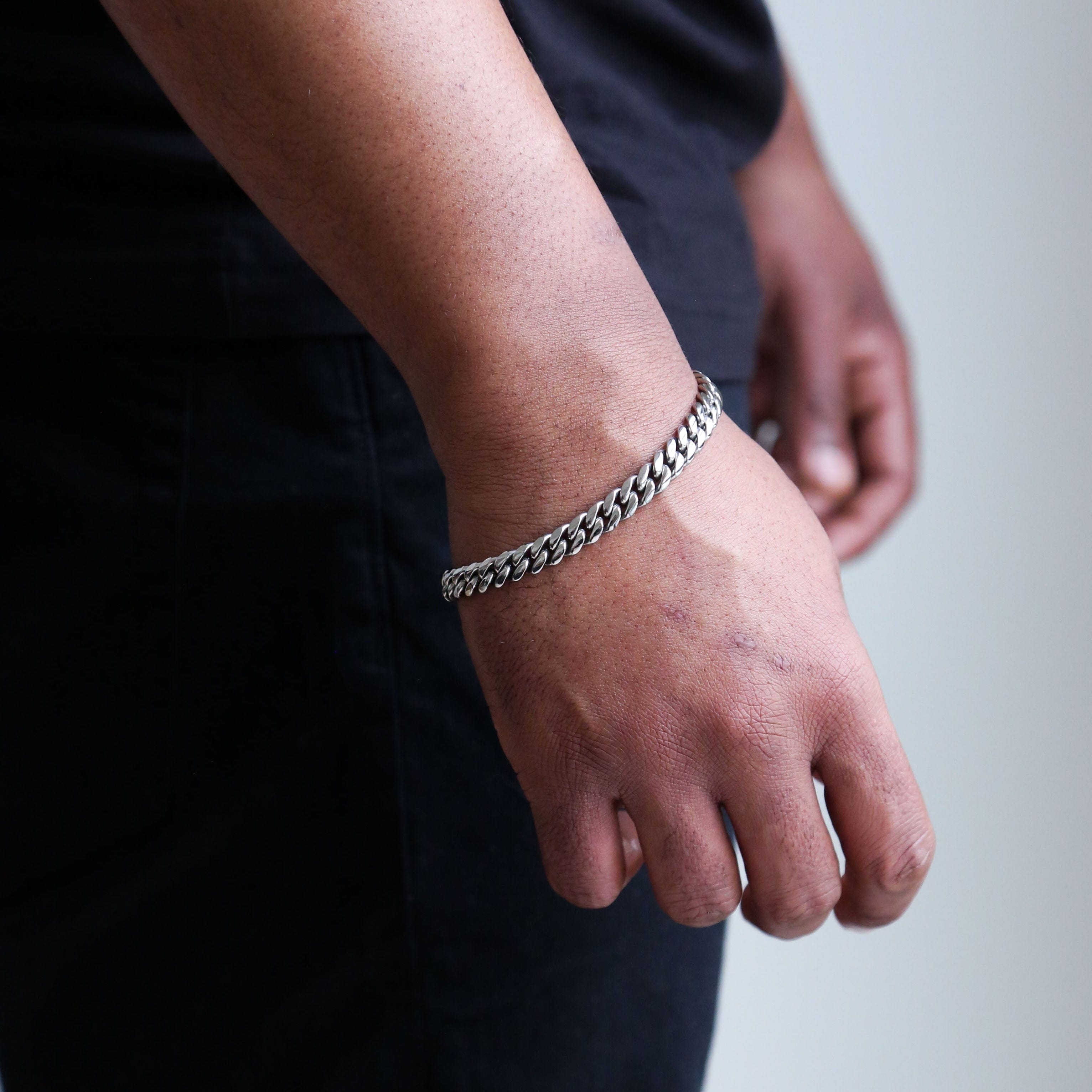 zerno Cuban Link Bracelet in White Gold - 8mm