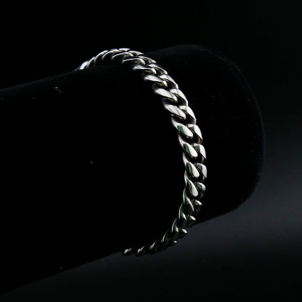 Cuban Link Bracelet in White Gold - 8mm