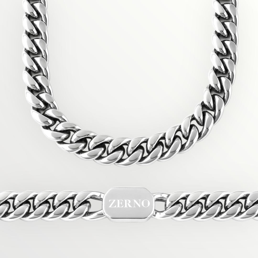 zerno Cuban Link Chain in White Gold - 12mm