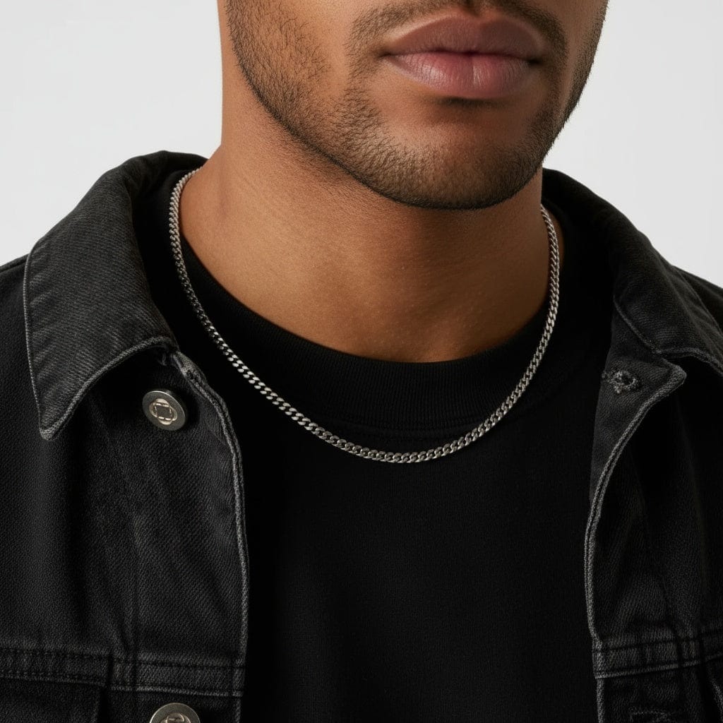 zerno Cuban Link Chain in White Gold - 4mm