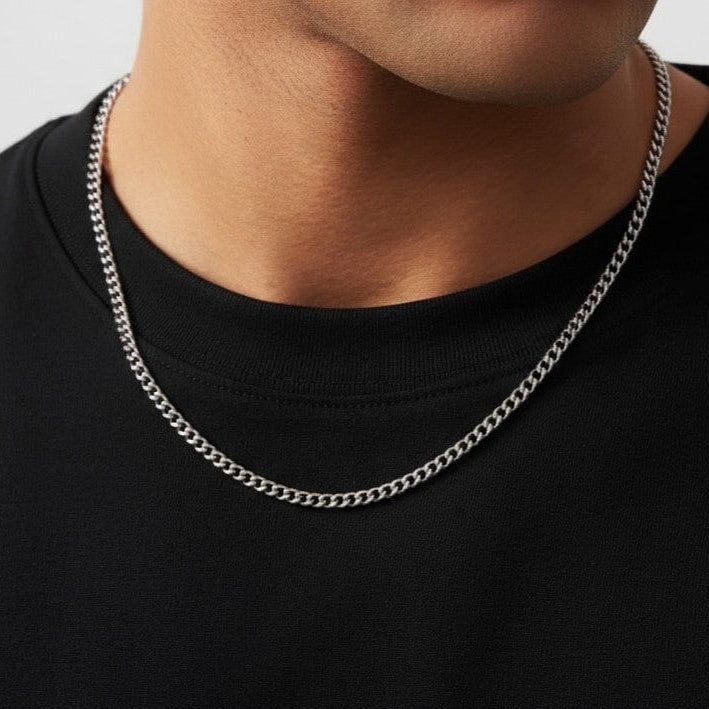 zerno Cuban Link Chain in White Gold - 4mm