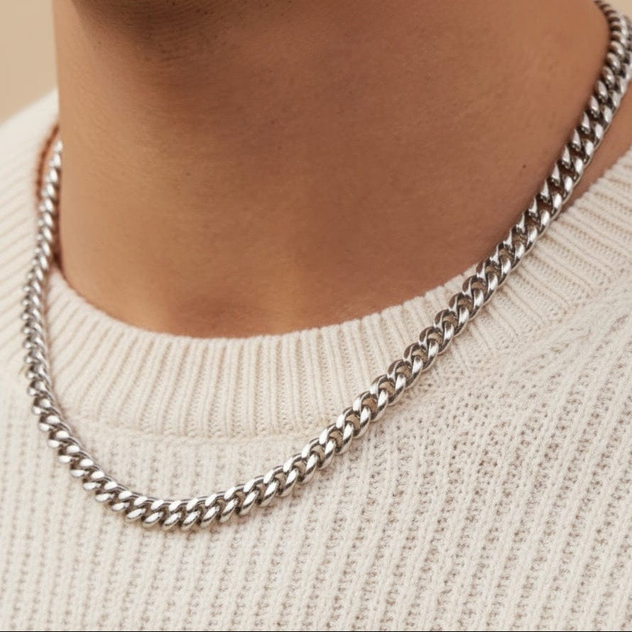 zerno Cuban Link Chain in White Gold - 8mm