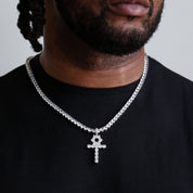 ZERNO Diamond Anhk Cross Pendant in Gold / White Gold