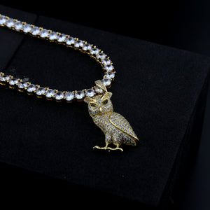 Diamond Owl Pendant in Gold / White Gold