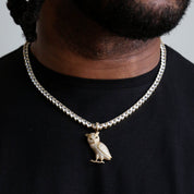 ZERNO Diamond Owl Pendant in Gold / White Gold