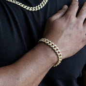 zerno Iced Cuban Link Bracelet in Gold - 12mm