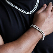 zerno Iced Cuban Link Bracelet in White Gold - 12mm