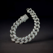 zerno Iced Cuban Link Bracelet in White Gold - 12mm