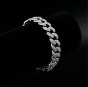 zerno Iced Cuban Link Bracelet in White Gold - 12mm