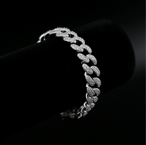 Iced Cuban Link Bracelet in White Gold - 12mm