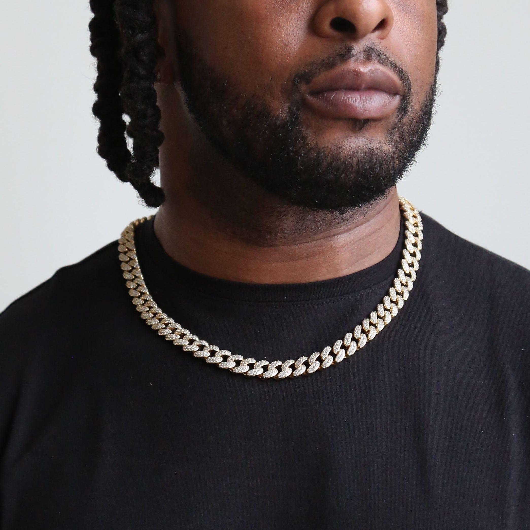 zerno Iced Cuban Link Chain in Gold - 12mm