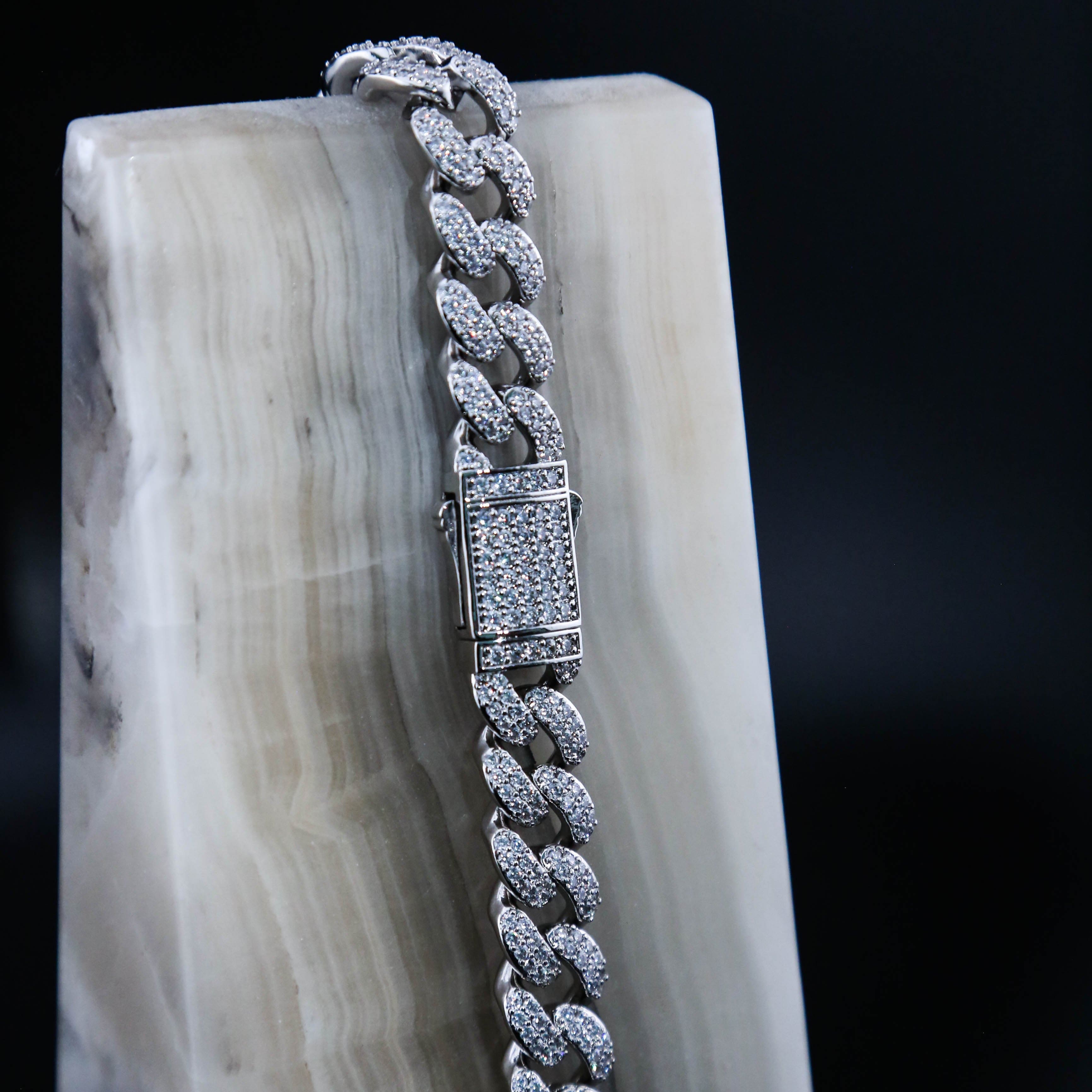 zerno Iced Cuban Link Chain in White Gold - 12mm