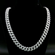 zerno Iced Cuban Link Chain in White Gold - 12mm