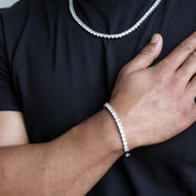 zerno Round Cut Tennis Chain Bracelet in White Gold - 5mm