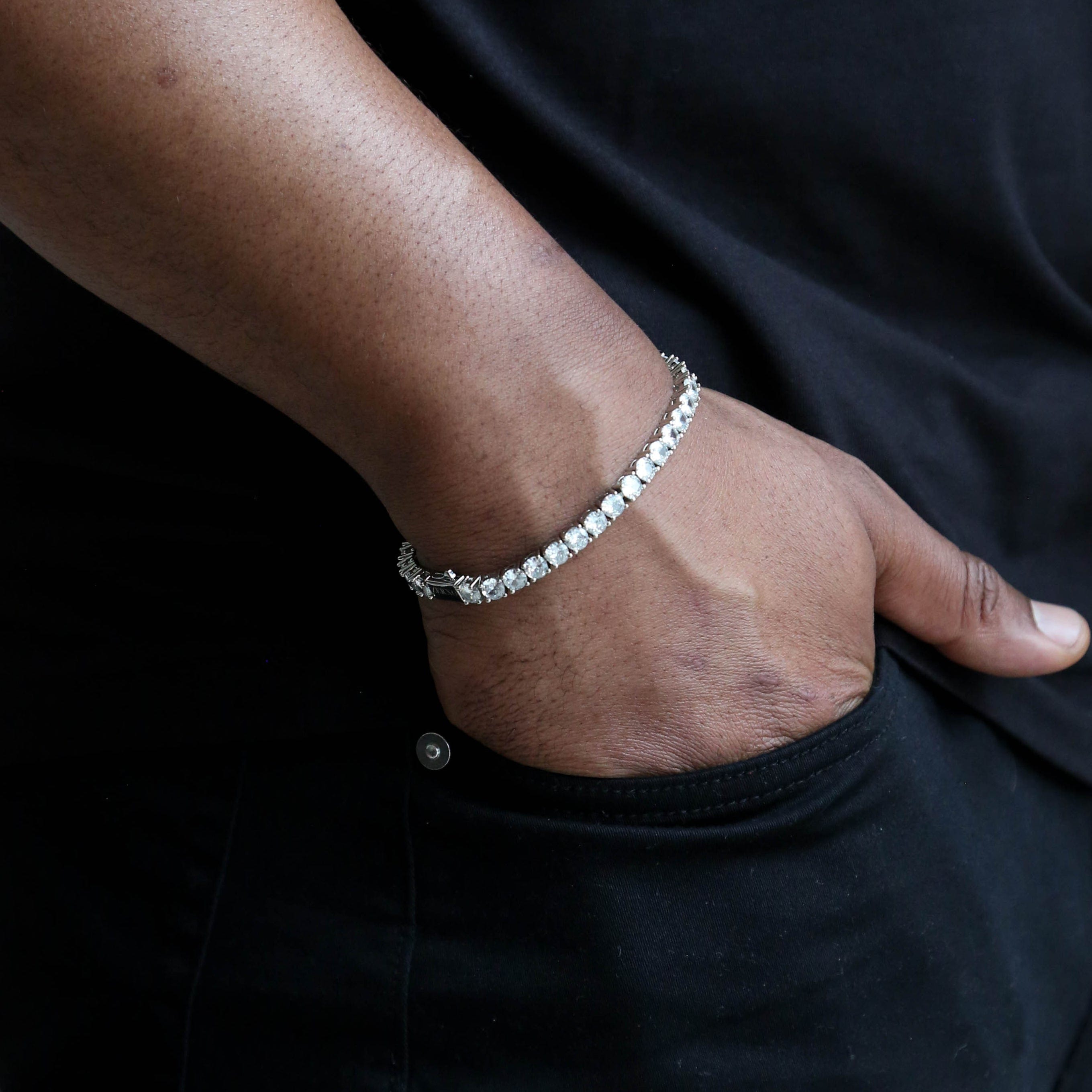 zerno Round Cut Tennis Chain Bracelet in White Gold - 5mm