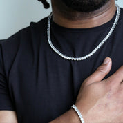 zerno Round Cut Tennis Chain in White Gold - 5mm