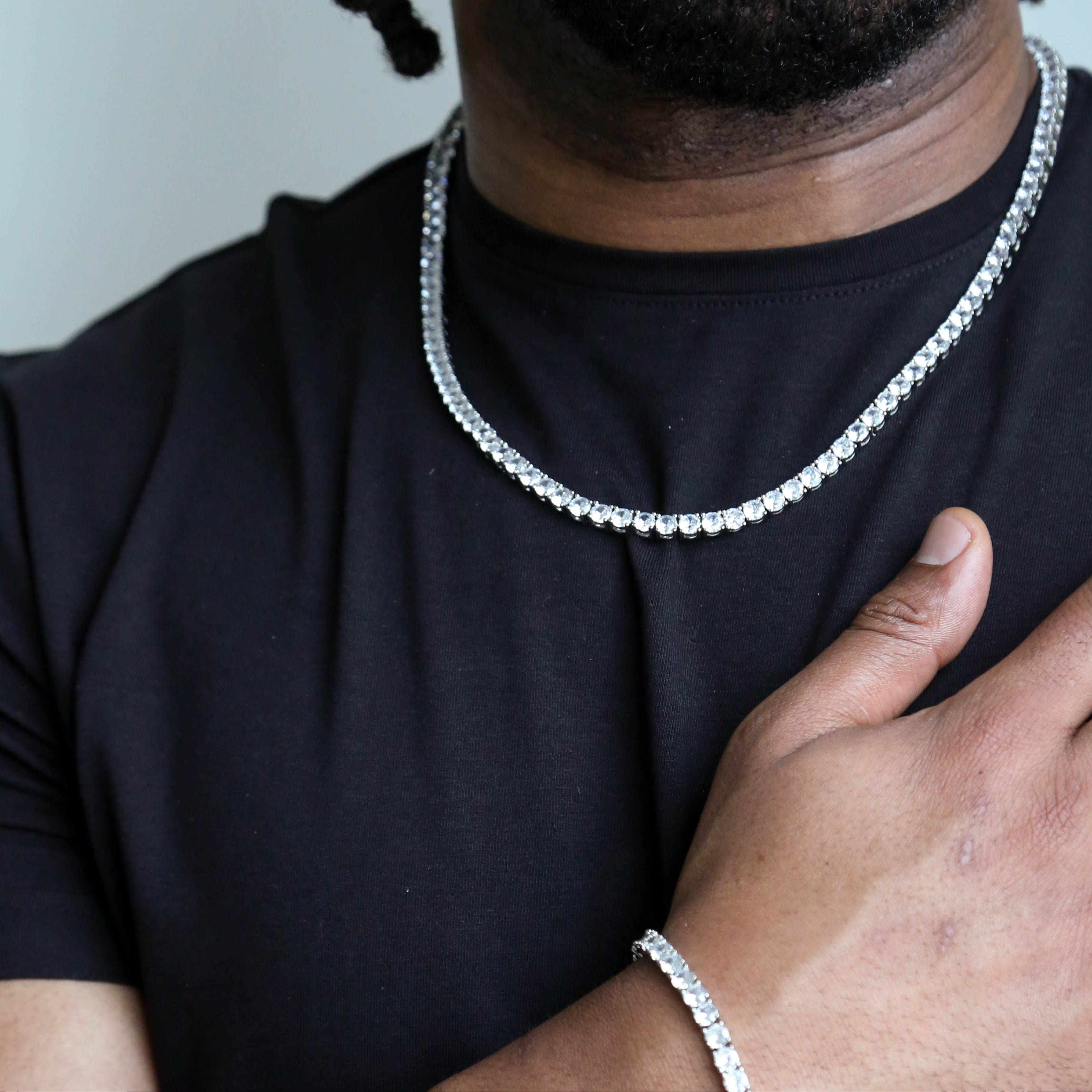 zerno Round Cut Tennis Chain in White Gold - 5mm