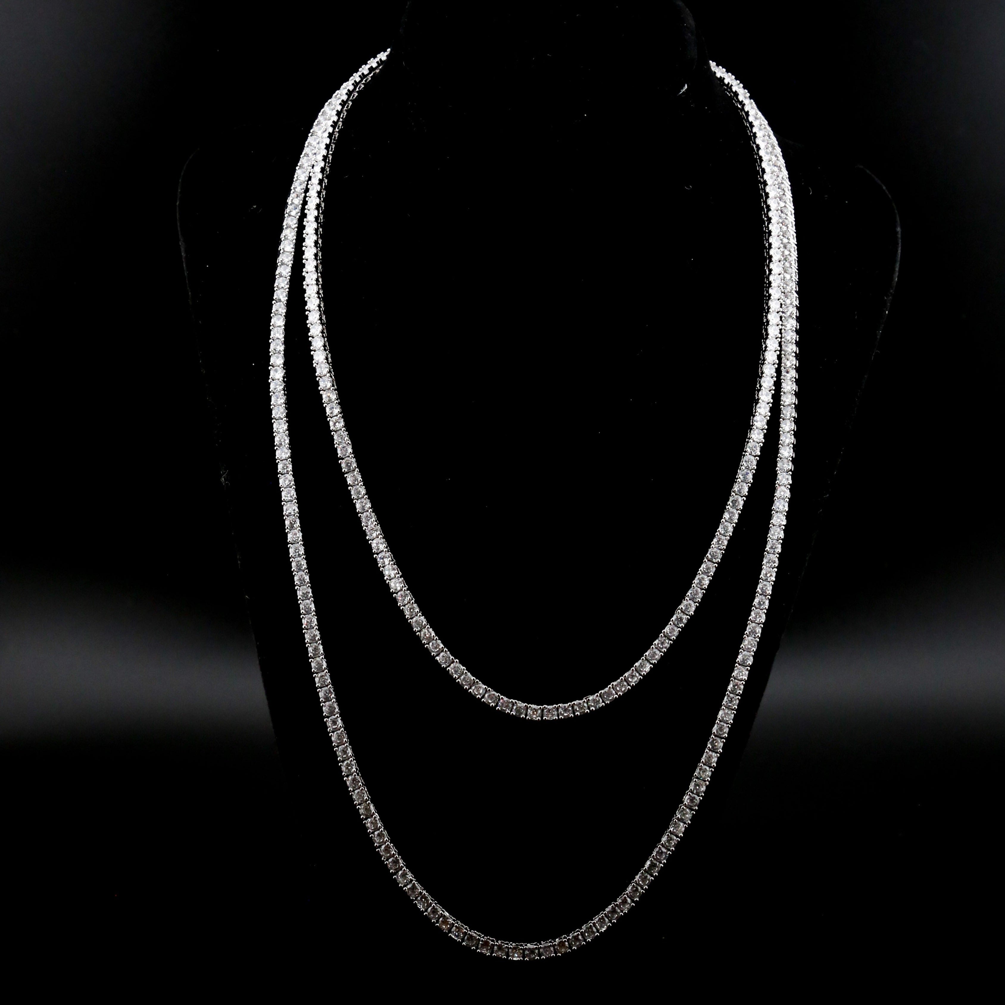 Round Cut Tennis Necklace hotsell in White Gold - 3mm