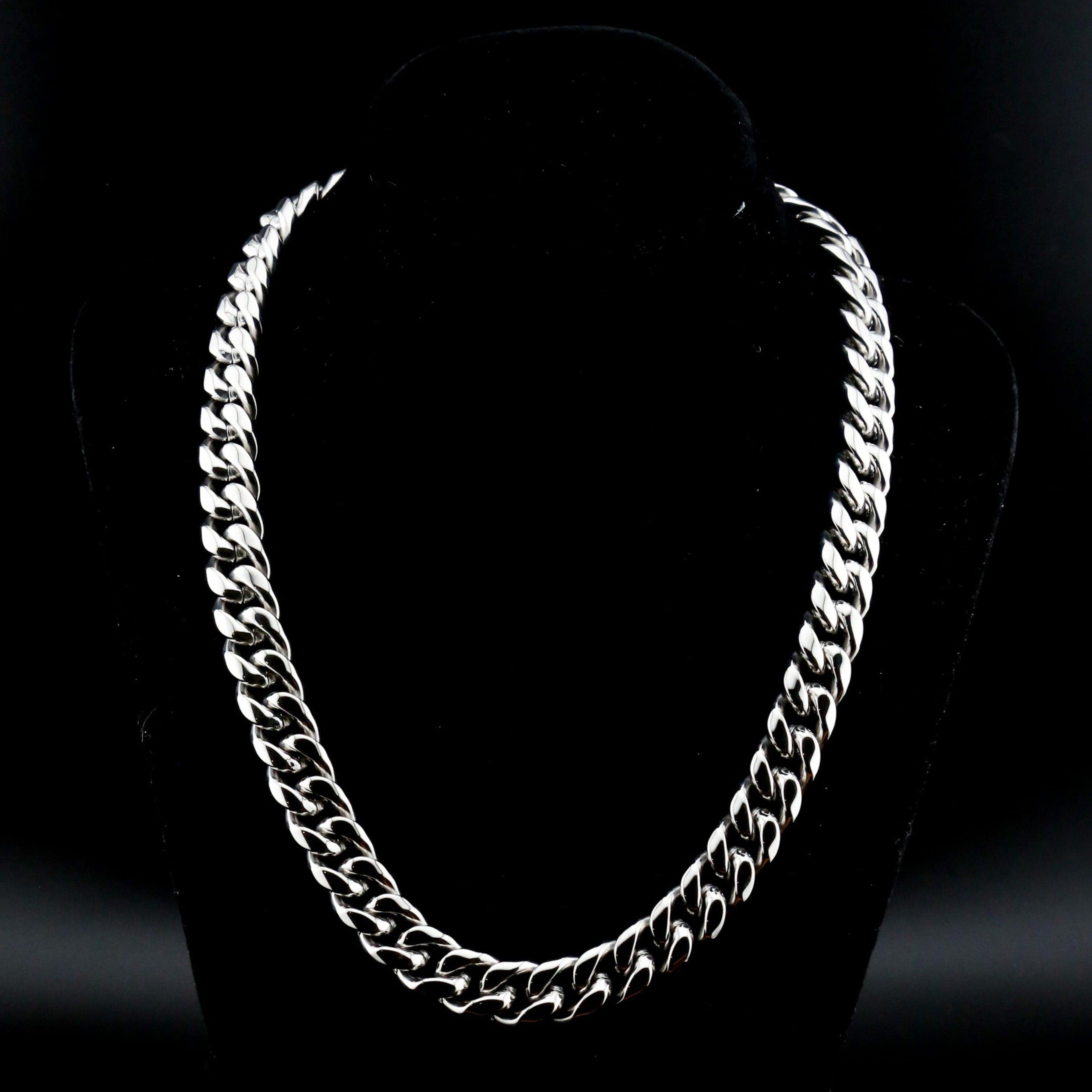 zerno Cuban Link Chain in White Gold - 12mm