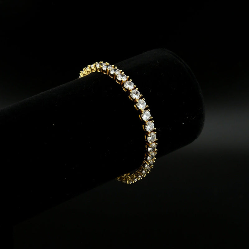 zerno Round Cut Tennis Chain Bracelet in Gold - 5mm