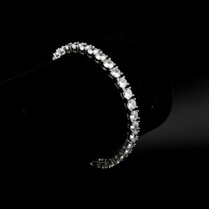 Round Cut Tennis Chain Bracelet in White Gold - 5mm